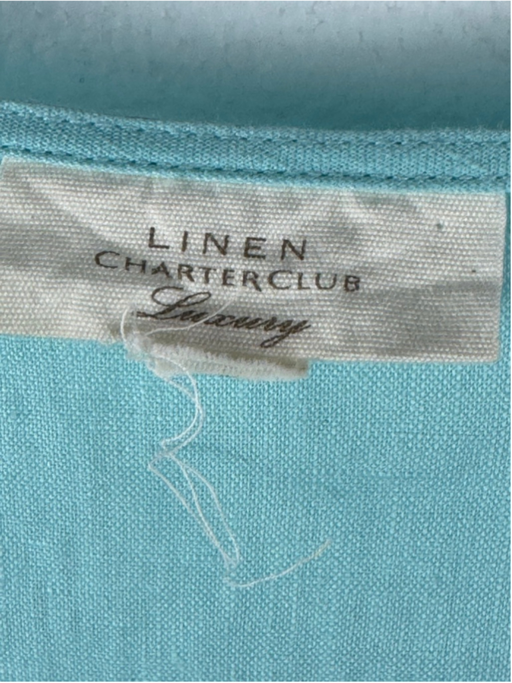 Charter Club aqua blue linen embroidered tunic top - Picture 4 of 9